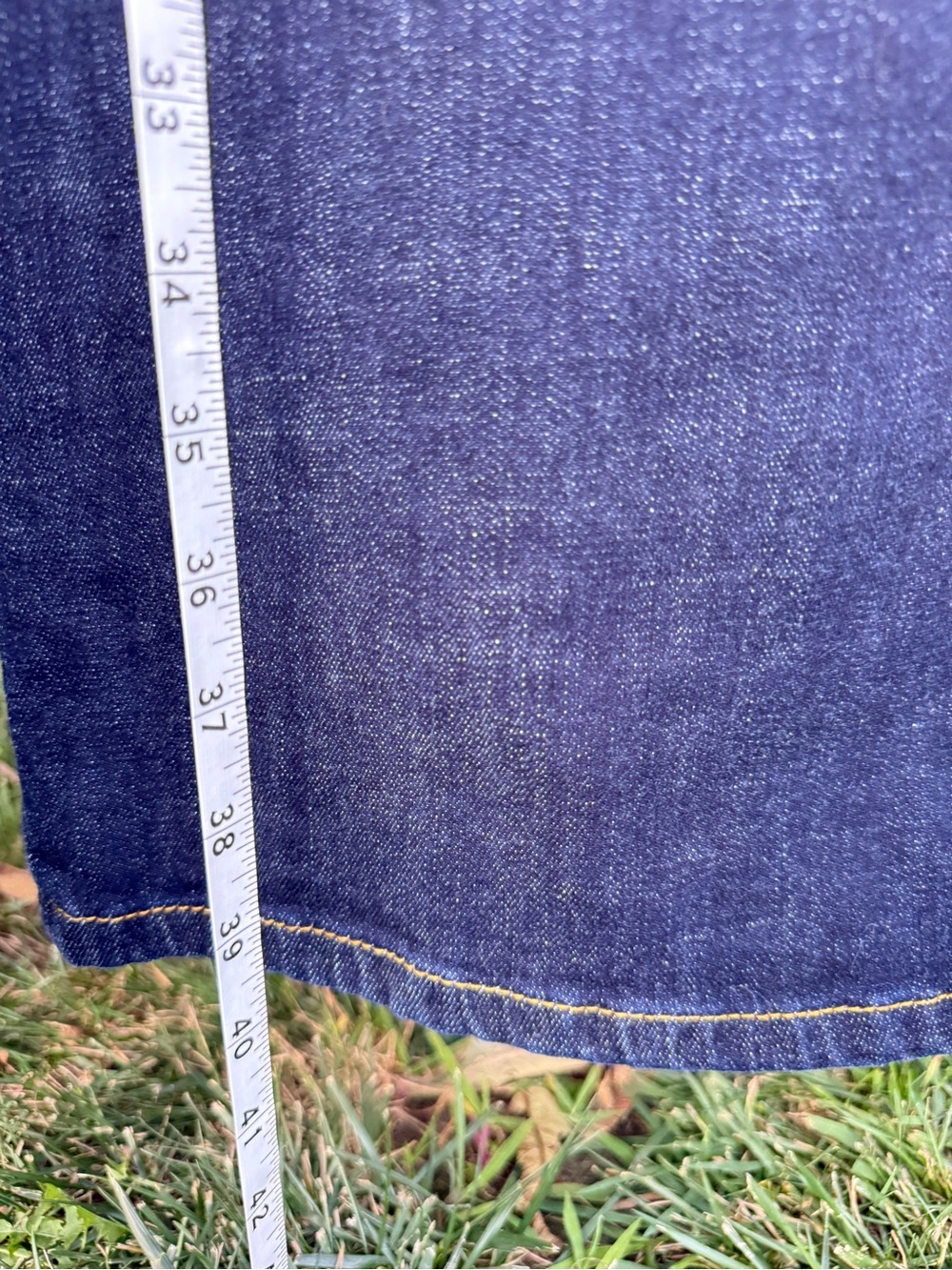 CAbi Navy Wide-Leg Jeans with Yellow Topstitching - Picture 3 of 8